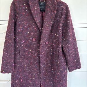 J. Crew Daphne topcoat in burgundy multicolor tweed